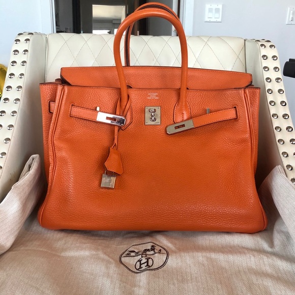 Hermes Handbags - Hermes Birkin 35 Taurillon Clemence Orange